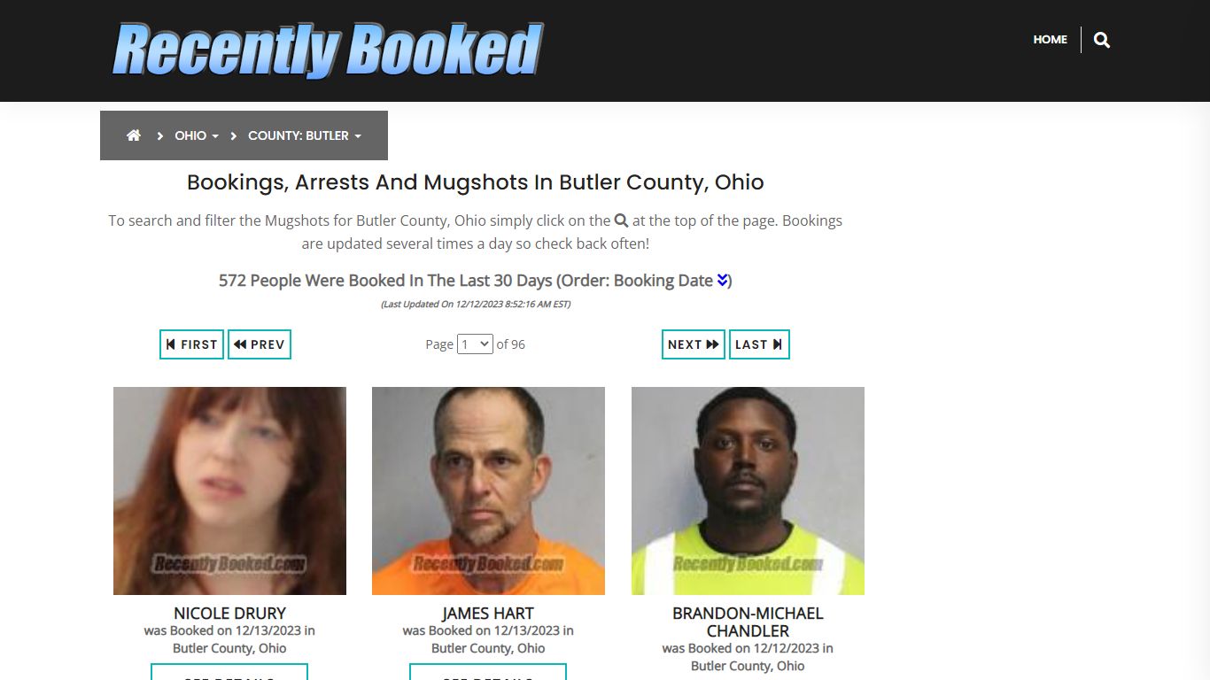 Recent bookings, Arrests, Mugshots in Butler County, Ohio - Recently Booked